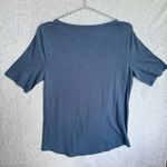 Chico's Chico’s Slate Blue Slub Knit Braided Neckline Short Sleeve Tee 100% Cotton NEW Photo 2