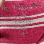 Chico's Size Large (2) Pink White Striped Round Neck Short Sleeve Cotton T-Shirt Photo 2