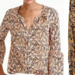 J.Crew  x Drake’s of London Giraffe Print Cotton‎ Blouse Size 4 Photo 0