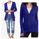 Zenana Outfitters Royal blue classic snap front vneck cardigan size medium Photo 1