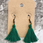 Handmade Tassel Earrings Green Boho USA NEW Cottagecore Light Weight Photo 0
