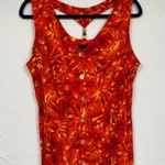 Scarlett Vintage  Orange Floral Button Front Midi Dress Women’s 14 1990s Summer Photo 3
