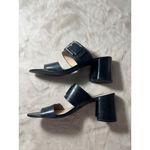 Lauren Ralph Lauren Black Leather Strappy Block Heel Sandals With Silver Buckle Size 9 Photo 3