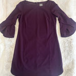 Vince Camuto Plum Purple Sheath Sweater Dress Flare Bell Tiered Sleeve. 6 P Photo 0
