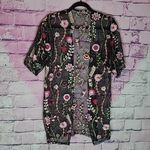 GLANCE BLACK MESH ALLOVER BOLD BOHO COLORFUL FLORAL LEAF EMBROIDERED SHEER TOP M Pink Size M Photo 1