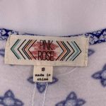 Pink Rose  Blue Patterned Sleeveless‎ Top Small Photo 3