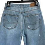 American Eagle SZ 2 LONG Mom Jeans Mid-Rise Whiskered Distressed Light Wash Blue Photo 5