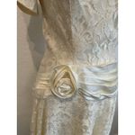 Made In USA Ivory Satin White Lace Dress Size 8 Vintage 1980s Photo 4
