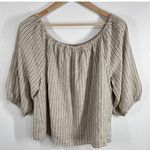 Sanctuary Linen Blend Striped Blouse Balloon Sleeve Lightweight Top Boxy Size L Photo 1