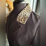 Vintage 90s Dress Savvy New York leopard trim blazer suit dress, size 12 Black Photo 5