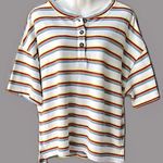 Urban Outfitters NWT Toni Oversized Stripe High/Low Short Sleeve Henley, Medium Photo 3