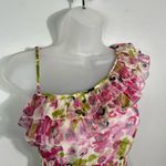 Nicole Miller Vintage Y2K Pink Floral Femme Feminine Chiffon One Shoulder Top XL Photo 1
