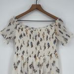 AQUA Smocked Off Shoulder Floral Midi Dress White Blue Yellow Size S Photo 3