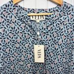 Veda Blue and Brown Puff Sleeve Blouse Lightweight Size L Size L Photo 4