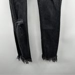 Free People Dark Gray Stone Wash Mid Rise Distressed Raw Hem Cropped Jeans Sz 27 Photo 49