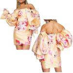 ASOS luxe size is 2 belted drama sleeve, satin florall mini dress nwt Photo 1
