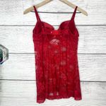 Jesebel Sheer Red Floral Lace Bustier Bra Top Chemise Slip Lingerie Size Large Photo 9
