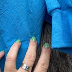 Vint. 80s Cortiva Color Block Blue Yellow Green White Batwing Windbreaker Blouse Size L Photo 5