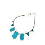 House of Harlow 1960 suede station statement necklace aqua blue and gold Photo 5