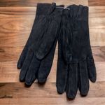None Womens Black Genuine Suede Leather Gloves Fully Lined Size 7.5 Medium Photo 3