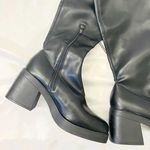 Target NEW  Chunky Black Faux Leather Wide Calf Platform Knee High Boots US 11 Photo 2