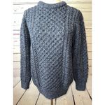 Original Aran Knit Sweater Medium 100% Merino Wool Chunky Grandpa Cableknit Purple Photo 1