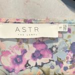 ASTR Shirt Womens Small Purple Floral Short Sleeve Crop Top Blouse Faux Wrap Photo 2