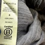 Athleta  Cabo Linen Textured Wide Leg Pants High Waisted Tie Zip Pockets Blue 6 Photo 3