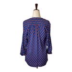 Diane Von Furstenberg  Blue‎ And Orange Silk New Cahil Printed Blouse Size 0 Photo 2