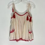 Love Sam  Ivory Rose Embroidered Peasant Top Cold Shoulder Size Small Photo 6