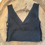 Maeve Anthropologie  black textured V-neck side-button crop top women's XS Photo 1