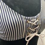 Xhilaration  nautical blue and white stripes bikini top size large Photo 1