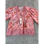 Nanette Lepore NWT  Top Blouse S Small Pink Paisley Tassel Tie V Neck School Boho Photo 8