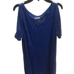 Apt. 9  Women's Cobalt blue and black striped Cold Shoulder t-shirt dress large Photo 0