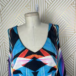 City Chic Prism Printed Peplum Blouse Black Blue Rainbow Size XL / Plus Size 22 Photo 1