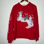 VTG Day Breeze Cats Kittens Snowflake Print Crewneck Sweatshirt Sz XL Red Photo 7
