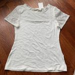 H&M White Ecru Lace Ruffle Trim High Neck T-Shirt Photo 0