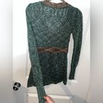 Buckle BKE Belted Waist Tweed ChunkyKnit Boho Earthy Brown Turquoise Sweater Med Photo 5