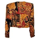 Vintage 80s Orange Rust Cropped Blazer Structured Jacket Shoulder Pads Size M Size M Photo 8