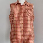American Vintage Vintage 90s CWS Casual WorkStyles Red Yellow Plaid Sleeveless Button Down Top L Photo 1
