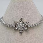 Macy's NWT Sterling  Silver Snowflake Swarovski Adjustable Tennis Bracelet Photo 3