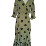 SheIn Women’s Polka Dot Ruffle Hem Tiered Midi Maxi Dress Black Green V Neck Photo 1