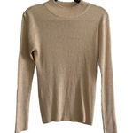 Joseph A  Silk Metallic Gold Turtleneck Pullover Sweater Fitted L Photo 0