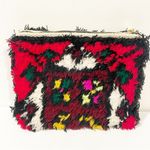 Anthropologie  Red Multi Print Fuzzy Carpet Clutch Bag Photo 3