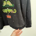 Longaberger  Vintage Black Christmas Sweater Embroidered Tree Heels Womens Large Photo 2