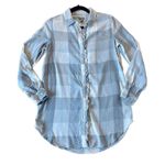 Aerie  grey plaid ruffled button down size xs Photo 0