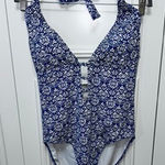Ralph Lauren Lauren Women's Blue Print One-Piece Swimsuit Size 14 Photo 0
