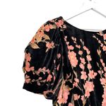 Ivy City Co Black Pink Floral Velvet Burnout Kaley Midi Dress Size Medium Photo 1