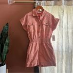 Sadie & Sage Clear Eyes Denim Romper Coral Pink NWT Size S‎ Photo 1