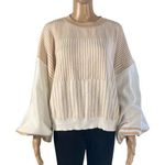 INDIKAH Women's M Pullover Sweater Striped Crewneck Long Ballon Sleeve Oversized Photo 0